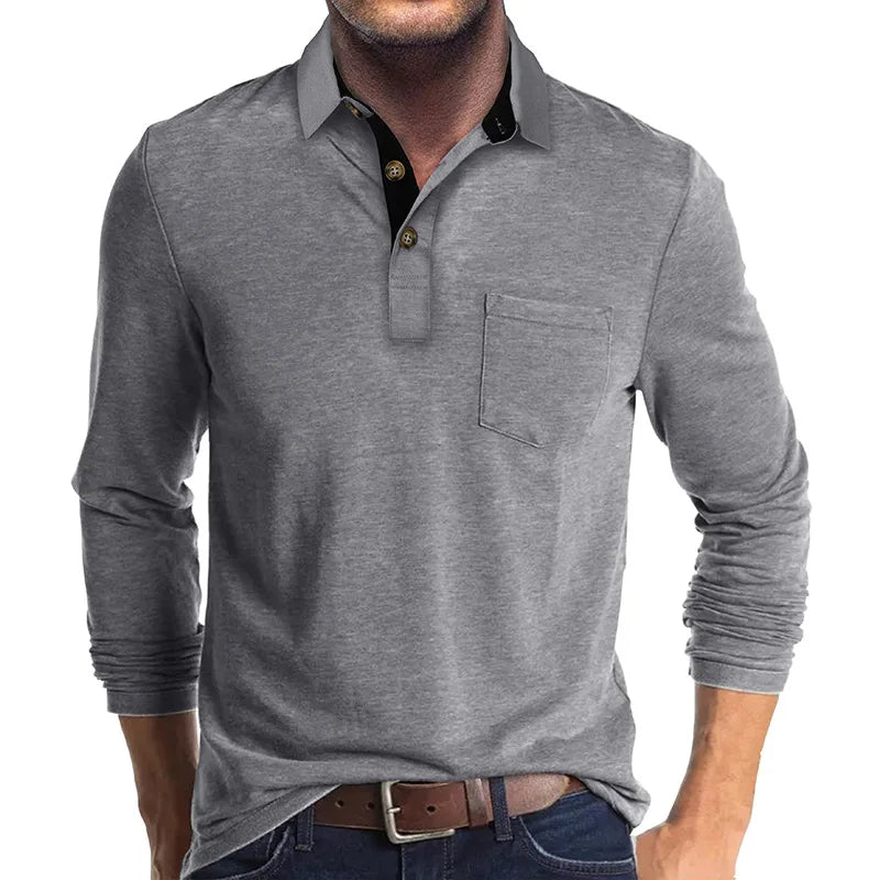 Kavin™ | Heren shirt lange mouw in Effen Kleur