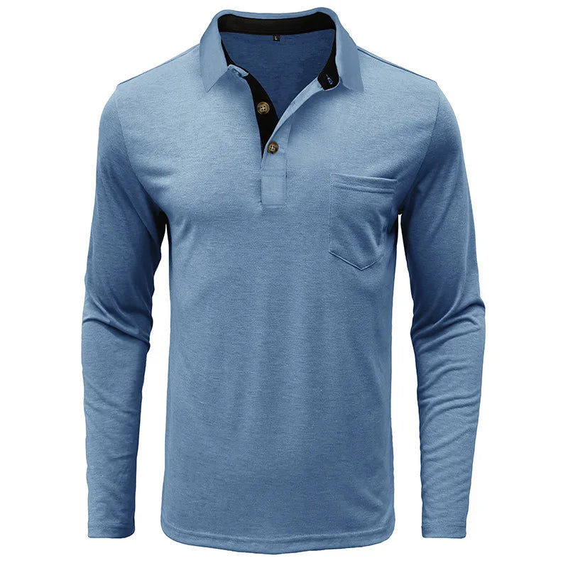 Kavin™ | Heren shirt lange mouw in Effen Kleur
