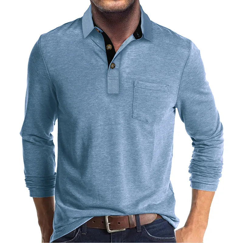 Kavin™ | Heren shirt lange mouw in Effen Kleur