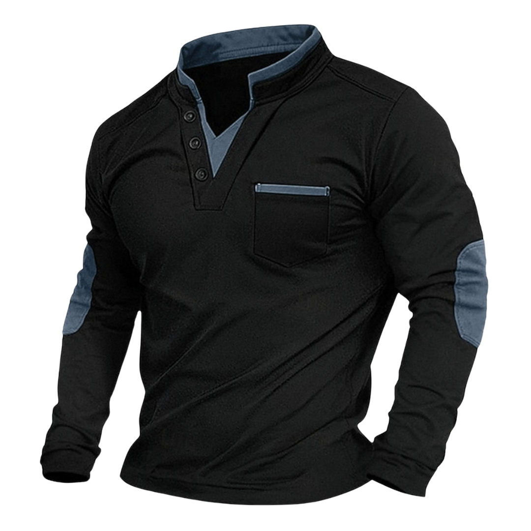 MARCUS – CONTRASTDETAIL LANGE MOUWEN SHIRT