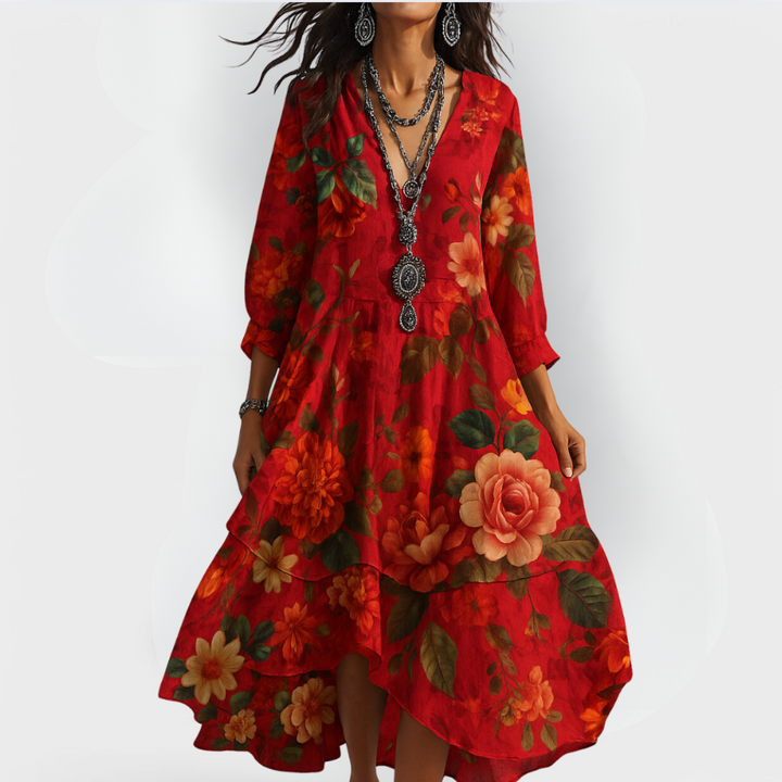 Elize™ | Vintage Boho V-hals Jurk