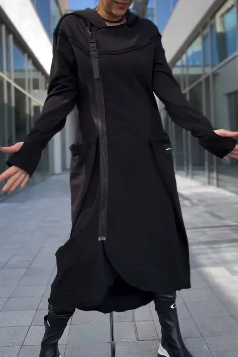 LILIANE – MODERNE LANGE COAT MET CAPUCHON