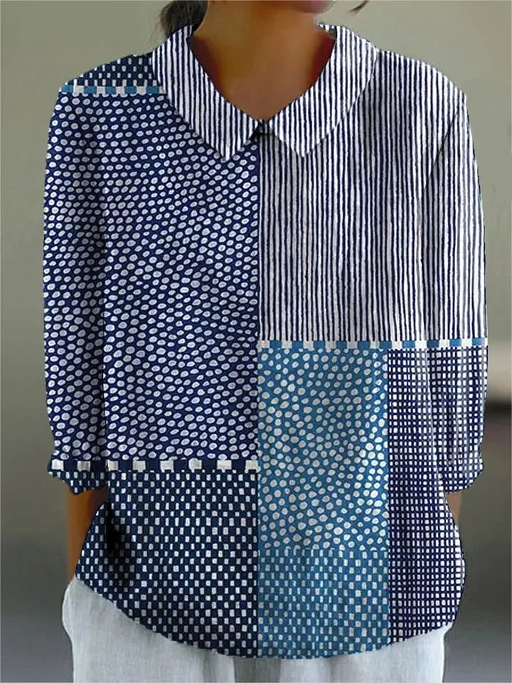 LENA – PATCHWORK KRAAG BLOUSE