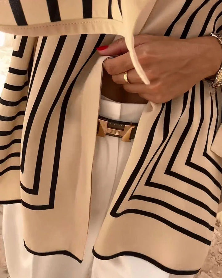 SASHA - GEOMETRISCHE GESTREEPTE GEBREIDE TOP