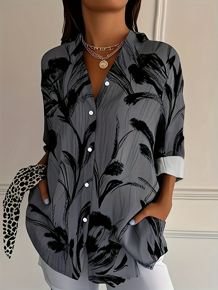 Selavynne - Bloemenprint Blouse met Lange Mouwen