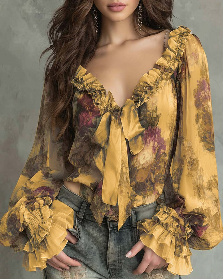 SAVANNAH – ROMANTISCHE BLOOM BLOUSE MET STRIK
