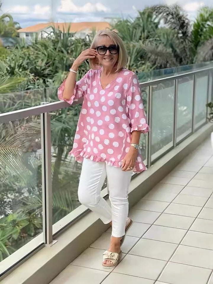 Famke™ | V-Hals Gedrukt Top