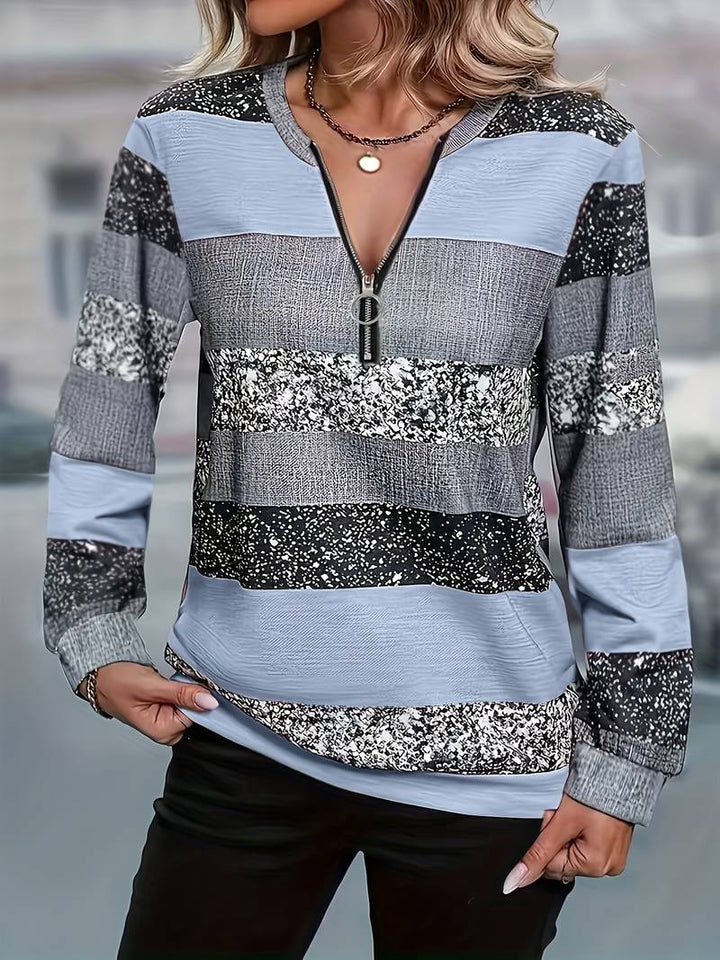 Brisalyne - Gestreepte Casual Trui met Rits