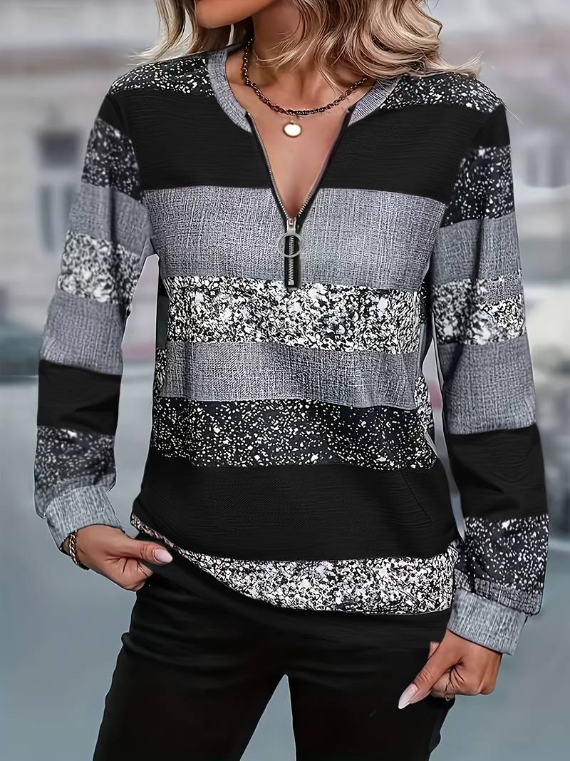 Brisalyne - Gestreepte Casual Trui met Rits