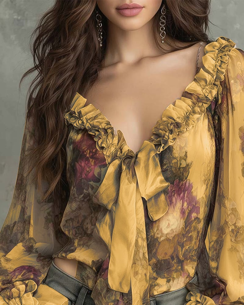 SAVANNAH – ROMANTISCHE BLOOM BLOUSE MET STRIK