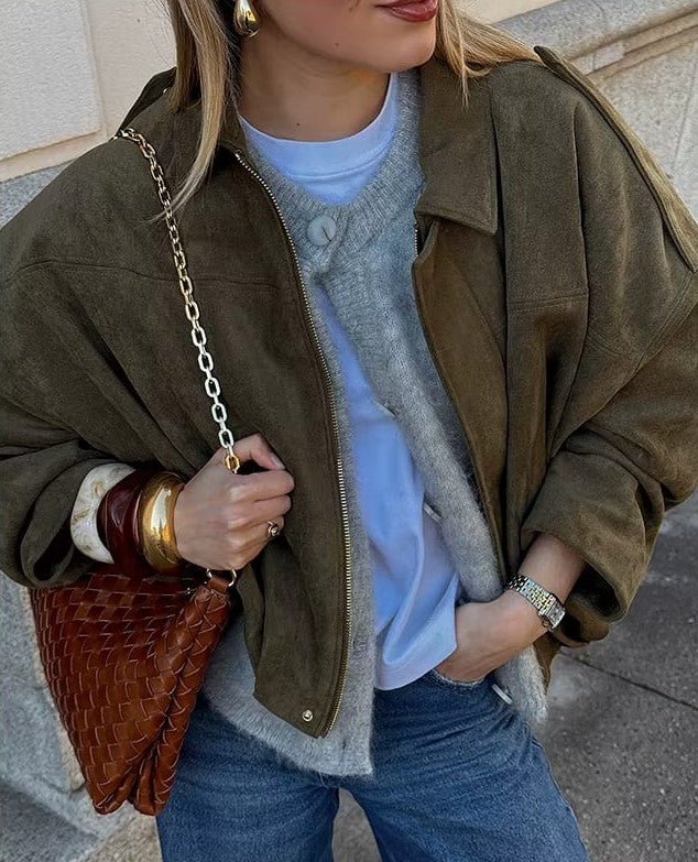 Noraly™ | Suéde Bomberjacket