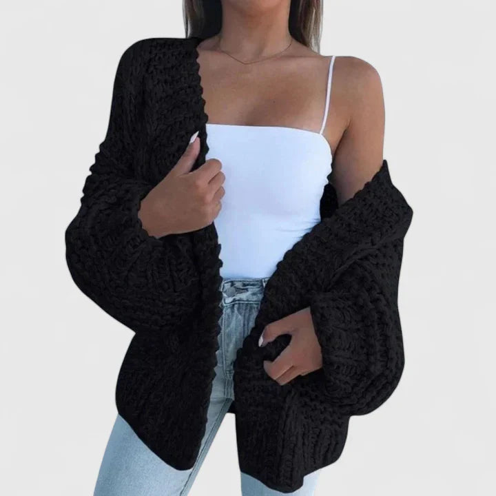 LILA – GROFGEBREID OPEN VEST