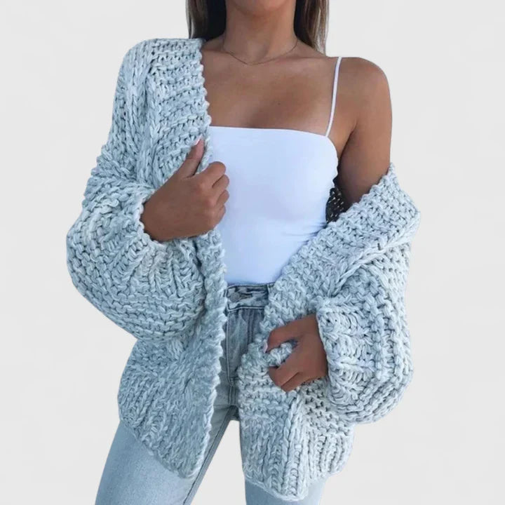 LILA – GROFGEBREID OPEN VEST