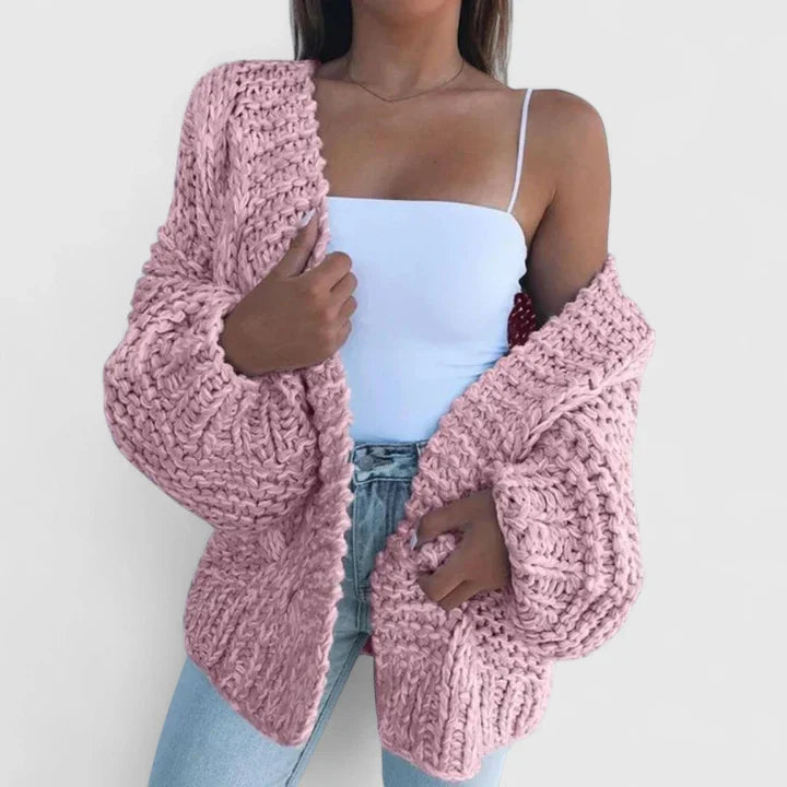 LILA – GROFGEBREID OPEN VEST
