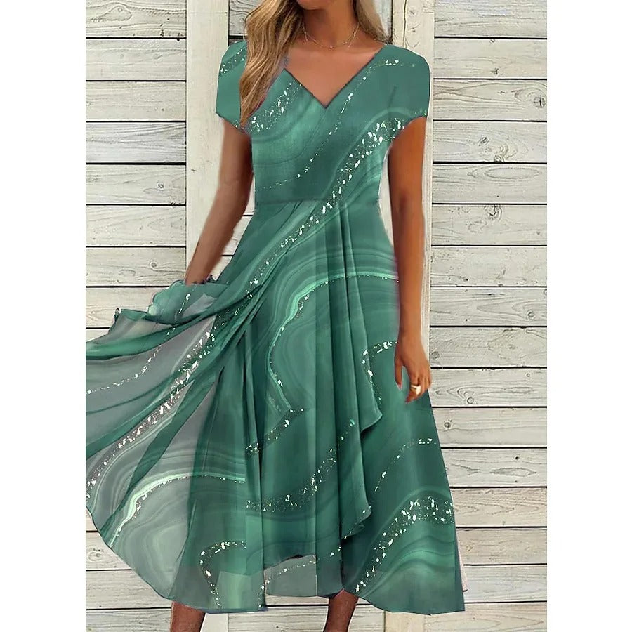 Hanne™ | V-hals Midi Jurk
