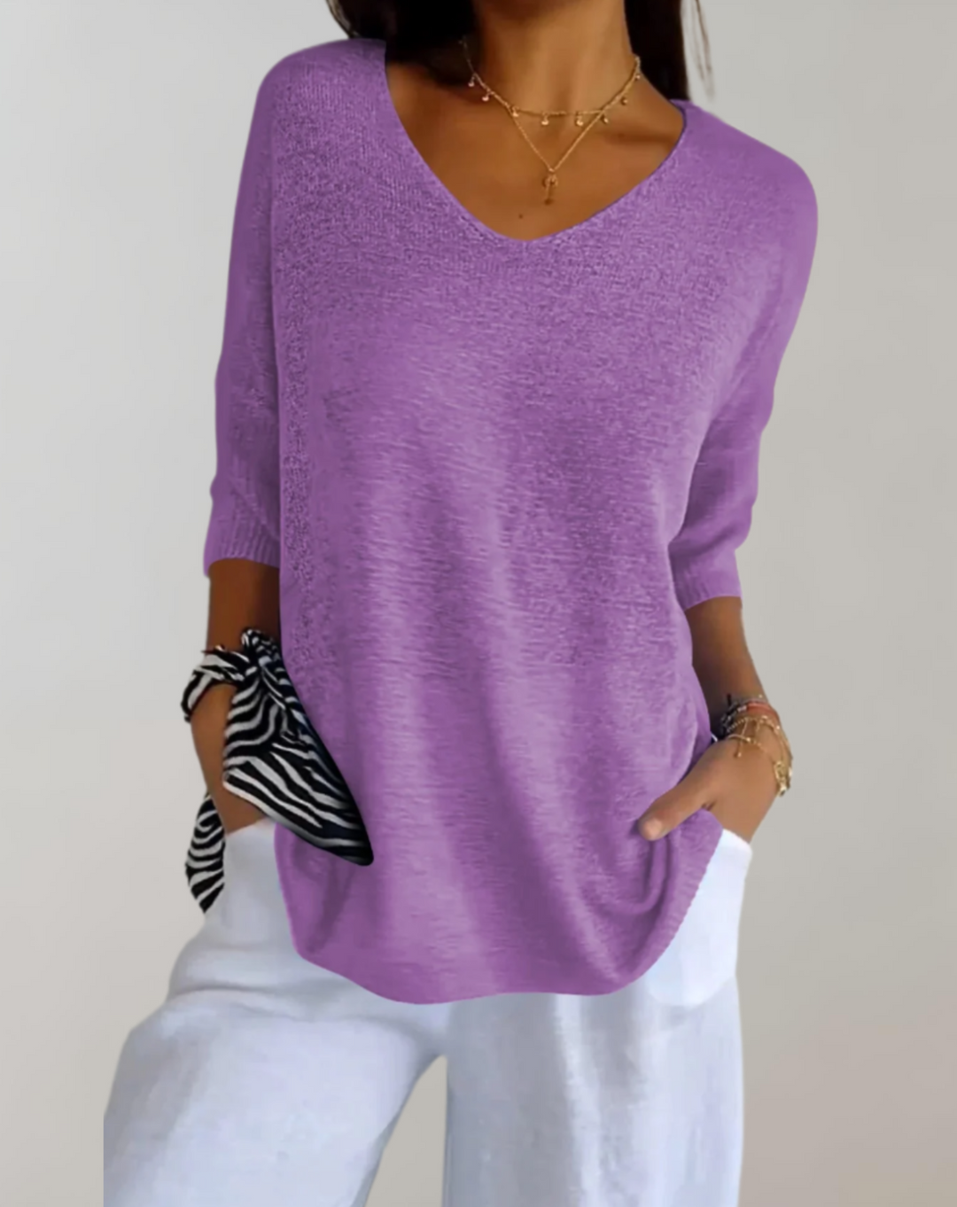 Mira™ | Gebreide Top Met V-Hals