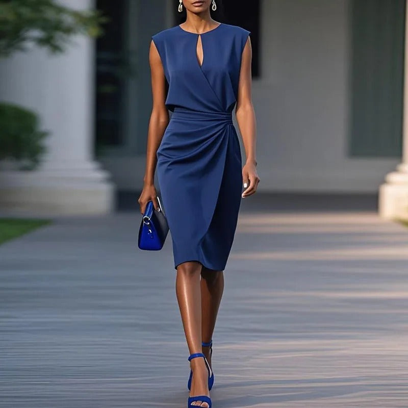 MAEVE – ELEGANTE GEDRAPEERDE KNIELANGE JURK